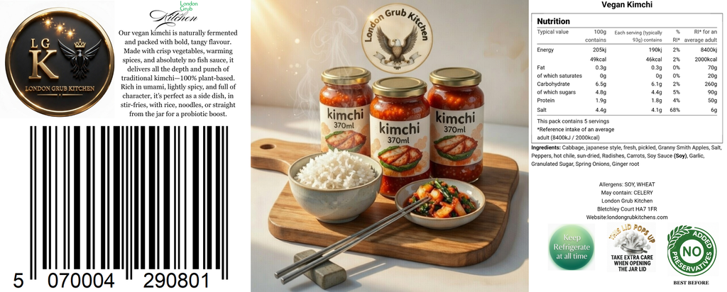 London Grub Kitchen Gourmet Trio Gift Box – BBQ Cola Sauce, Chipotle BBQ & Handmade Kimchi